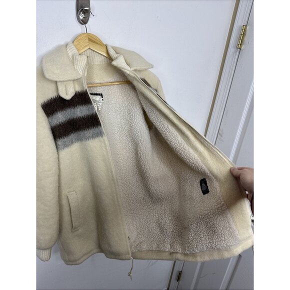 Vintage Myrna 70s Woman L Hippie Boho Jacket Sherpa Lined Nordic - Picture 6 of 9